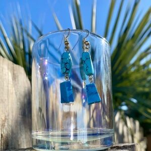 Turquoise and Died Howlite Dangle Earrings Handmade